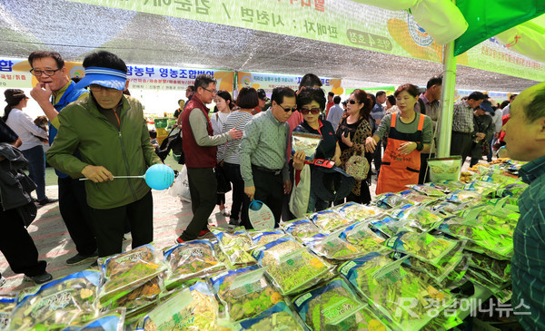 산청한방약초축제 약초판매장터 둘러보는 관람객들 @ 산청군 제공